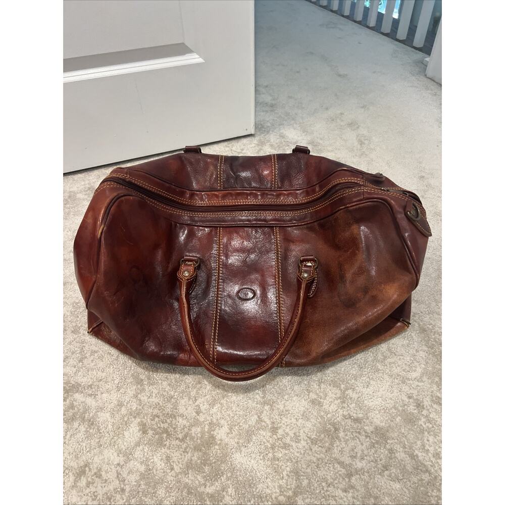 Vintage VALENTINA Italian Leather Travel Bag Doctor Duffle Bag Made In Italy